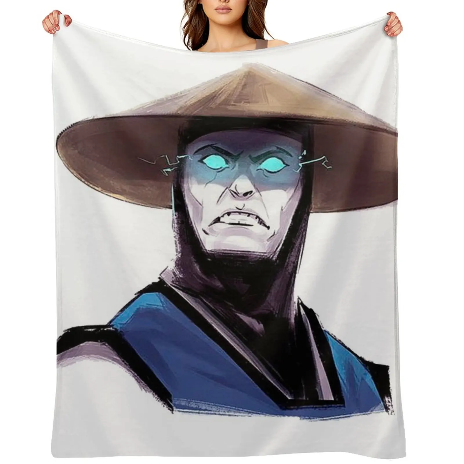 

Mortal Kombat Raiden Head Throw Blanket Camping Cute Decoratives Moving Blankets