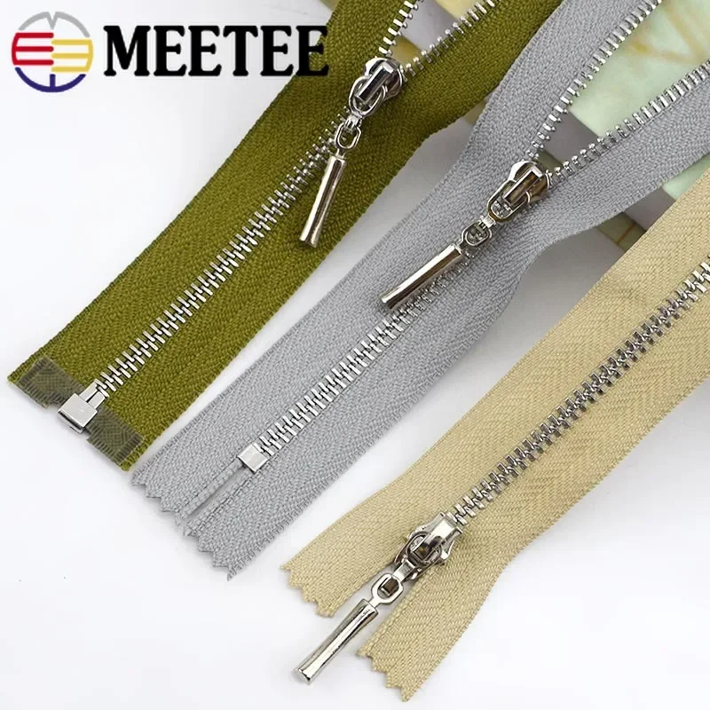 2/5Pcs 3# Metal Zipper Silver Teeth 15-70cm Zippers For Sewing Bags Garment Decor Zip Repair Kit DIY Clothing  Accessories