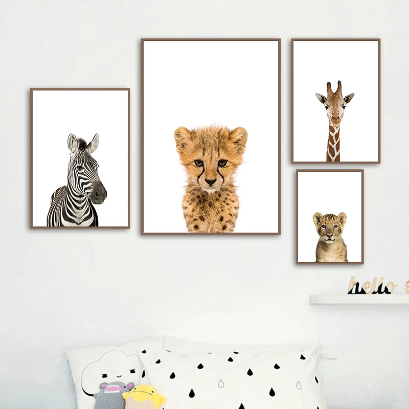 Cute Animals Zebras Long-necked Deer Tigers Canvas Posters Picture Wall Nordic Children's Rooms Nurseries Home Decoration Prints