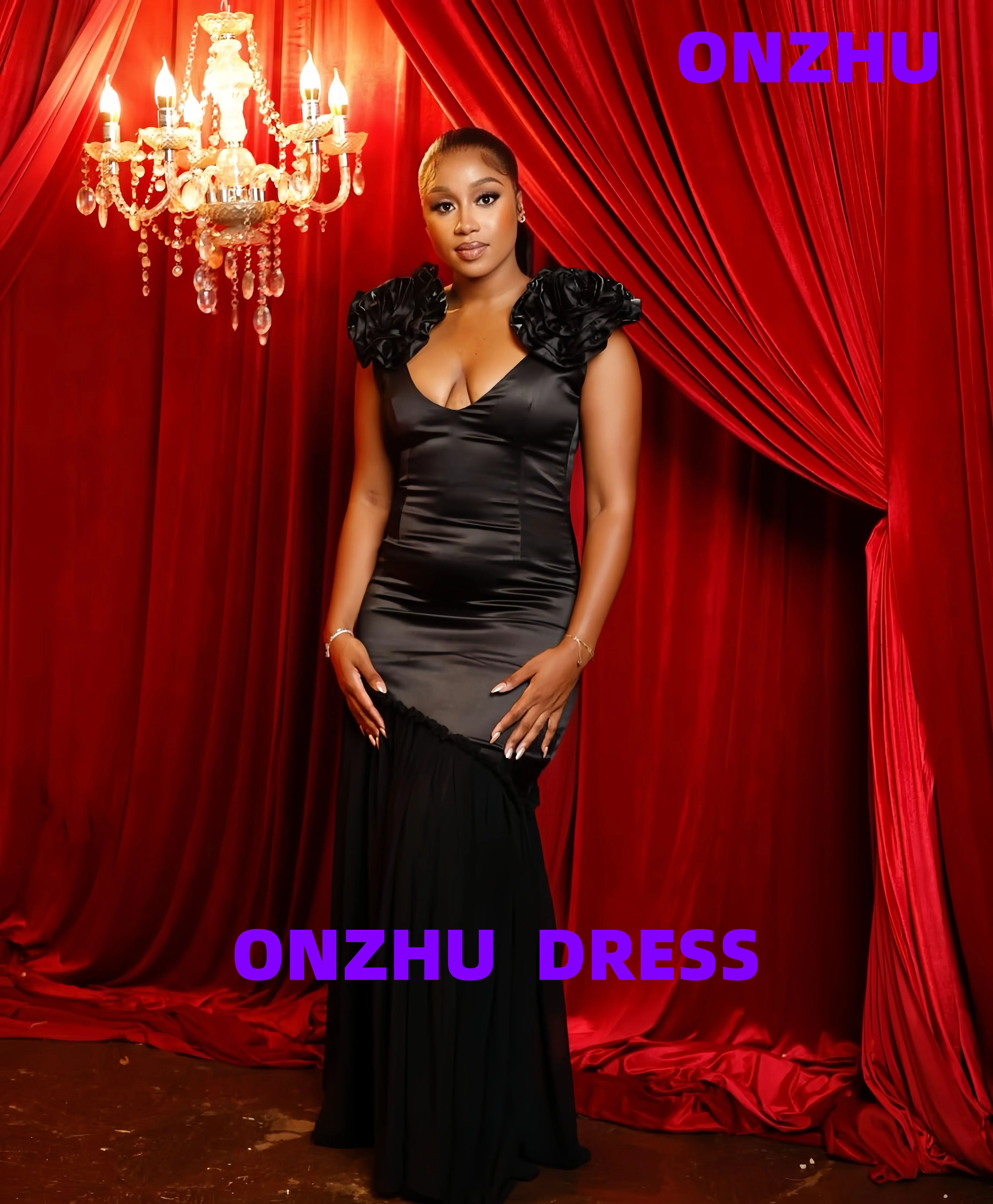 

Customized V-neck sleeveless mermaid amanda 's novias luxurious evening dresses women evening dress