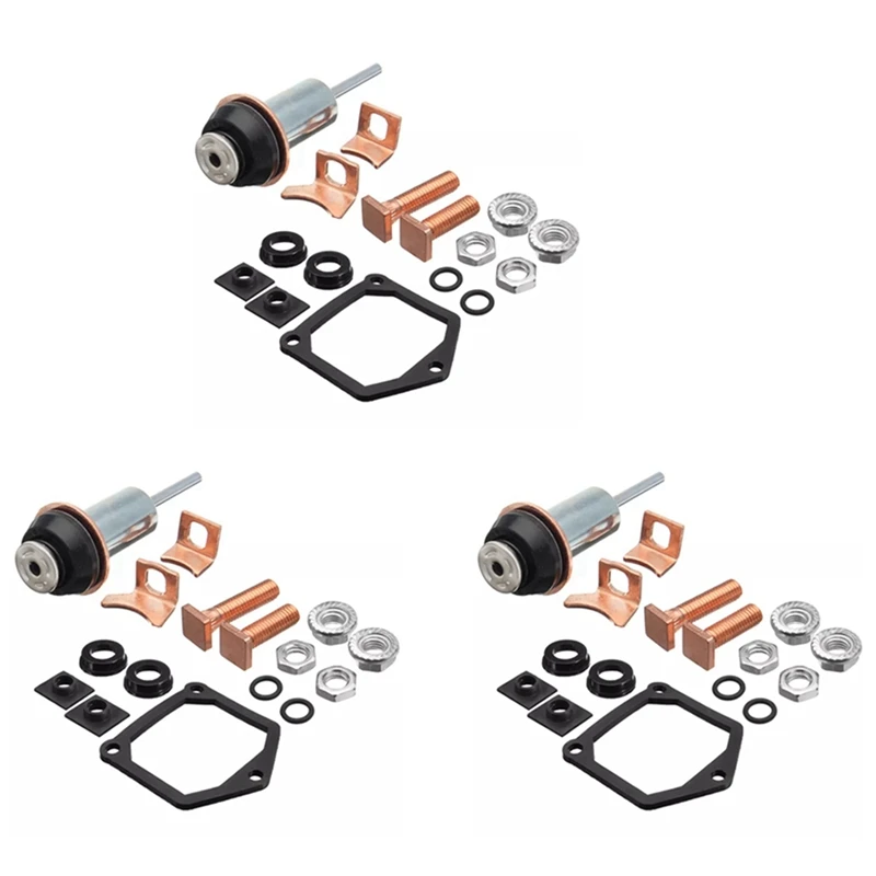 3X Universal Motor Starter Solenoid Repair Rebuild Kit Plunger Contacts Set For Toyota Subaru Honda