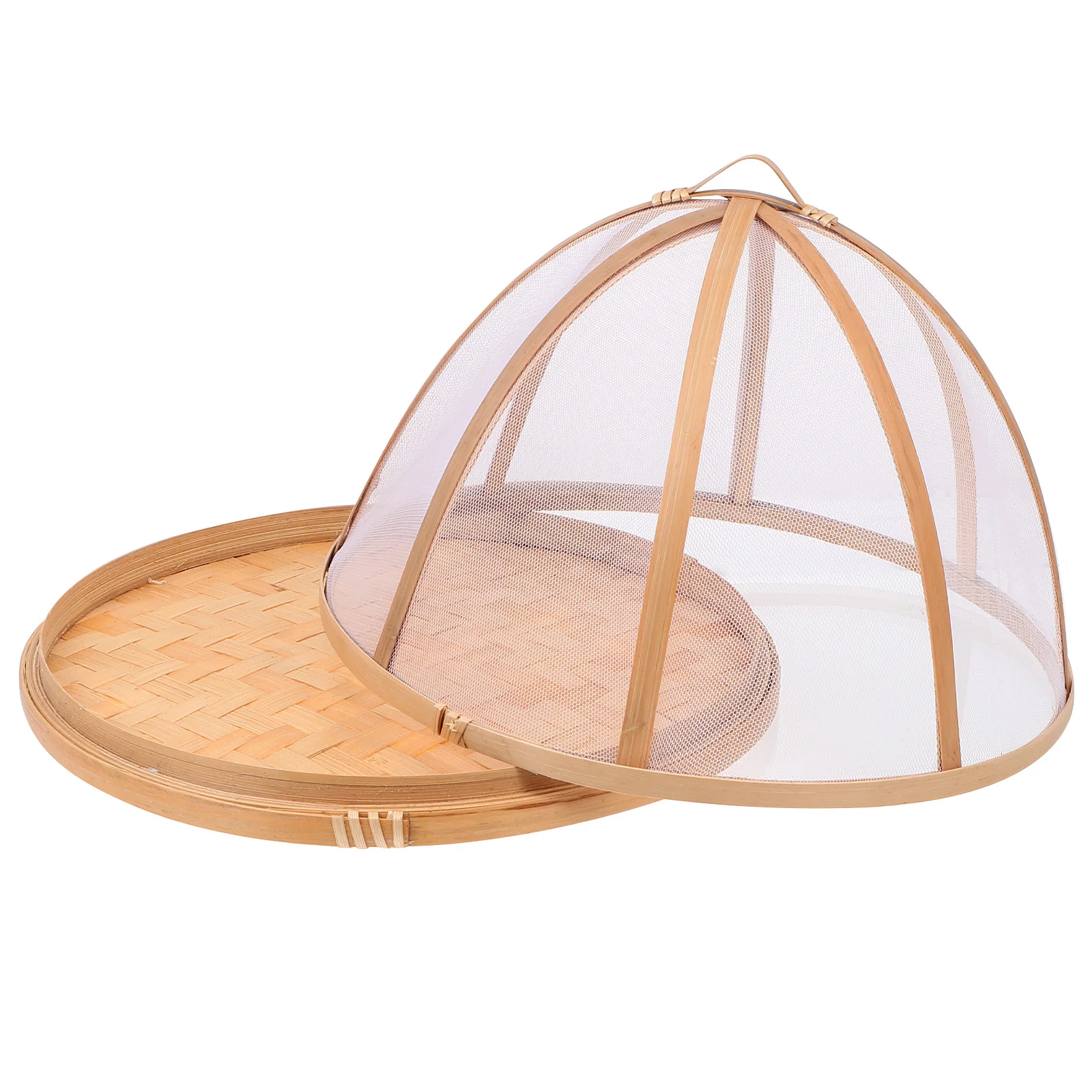 

Screen Mosquito Cover Teepee Tent Lid Bamboo Weaving Food Coverer Wicker Protective Dish