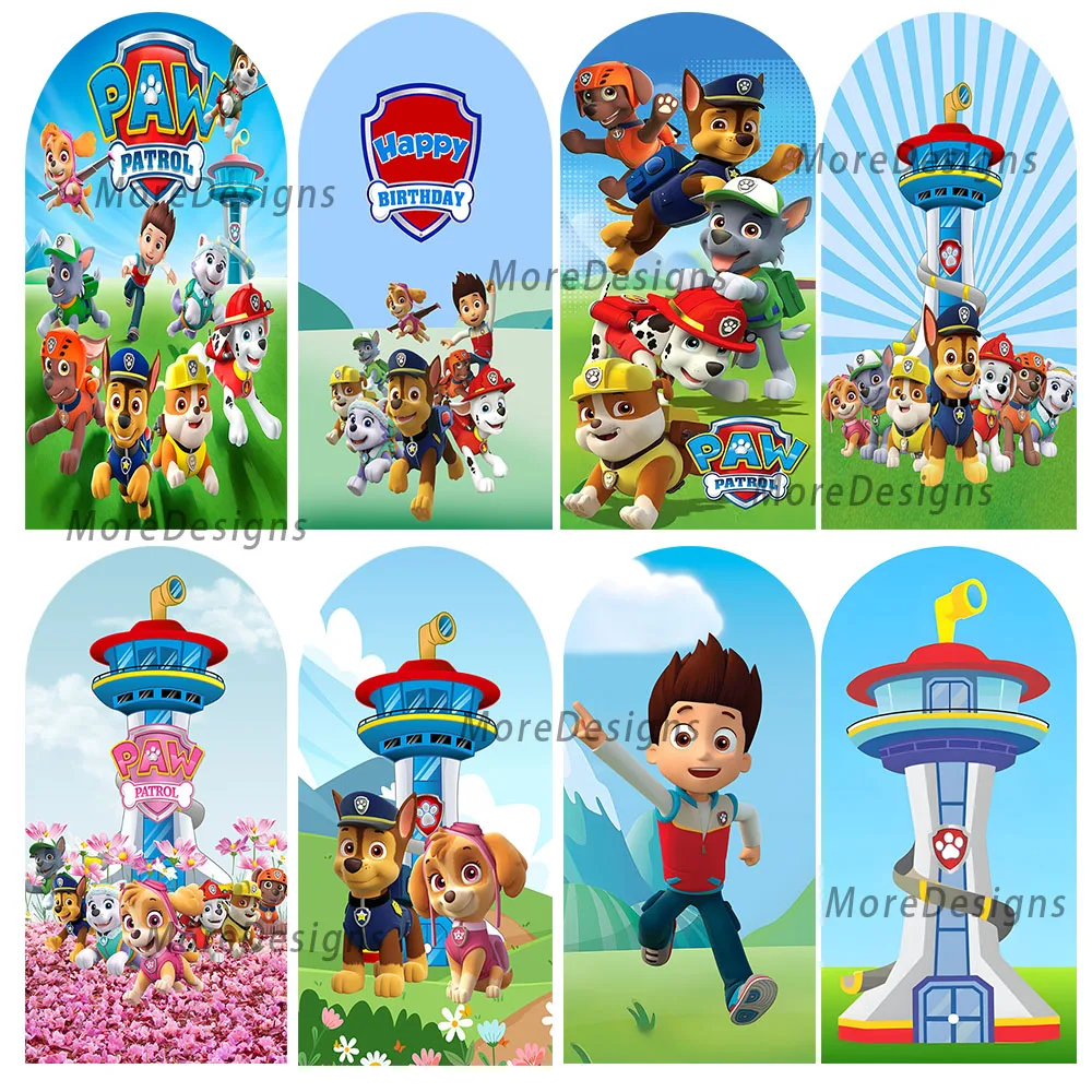 

Paw Patrol Arch Covers Kids Birthday Party Photo Backdrop Baby Shower Decoration Cover Double-sided Zipper Photography Props