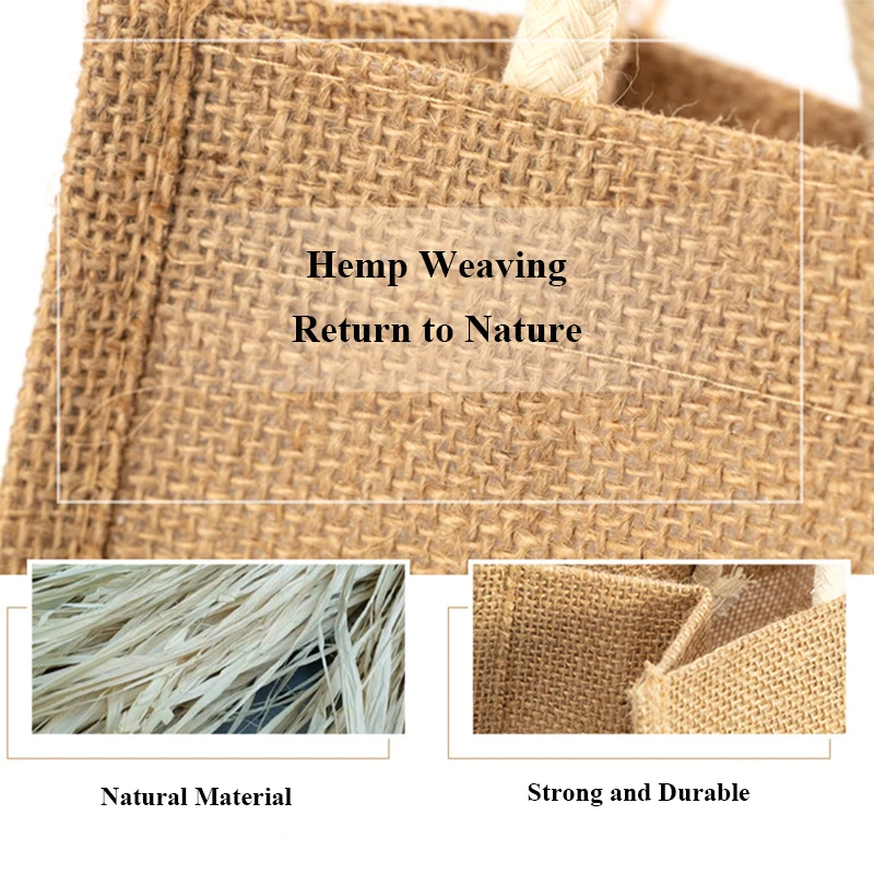 Linen handbag Environmental Protection Woven Shopping Bag Hemp Bags can be DIY Hand-painted