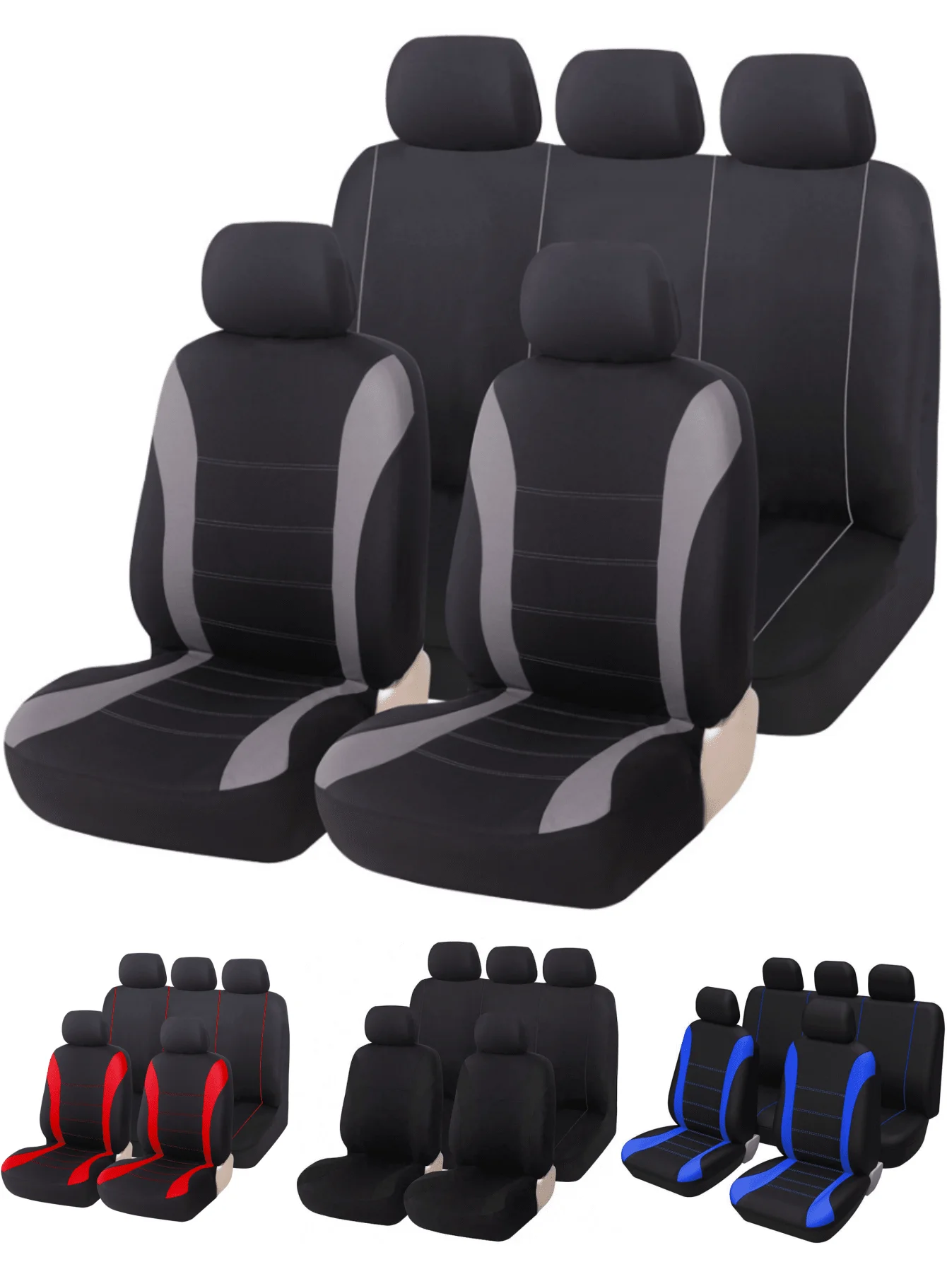 

9PCS Universal Car Seat Covers, Breathable Polyester Canvas, Airbag Compatible, All-Season Auto Interior Protectors
