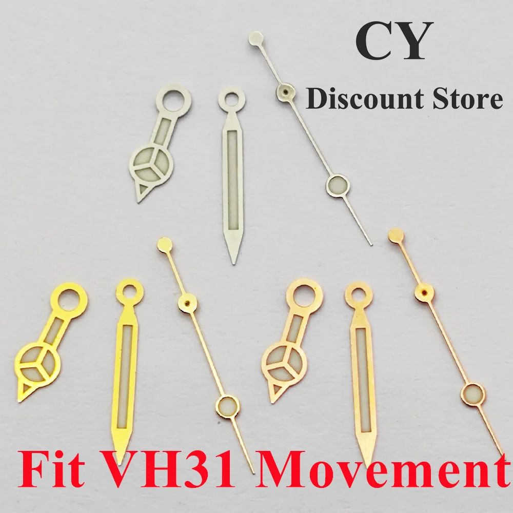 RICHUS VH31 Watch Hands Silver 8mmX12mmX12.5mm Watch Hands Green Luminous Fit VH31 Movement Watch Accessories Parts