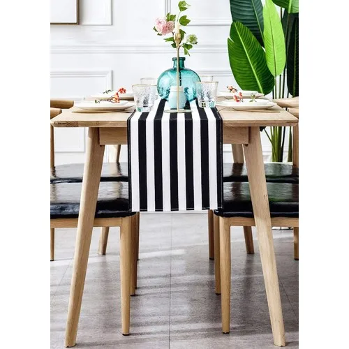 Zeren Home Black Striped Carefree Rectangle Runner 40x160 cm