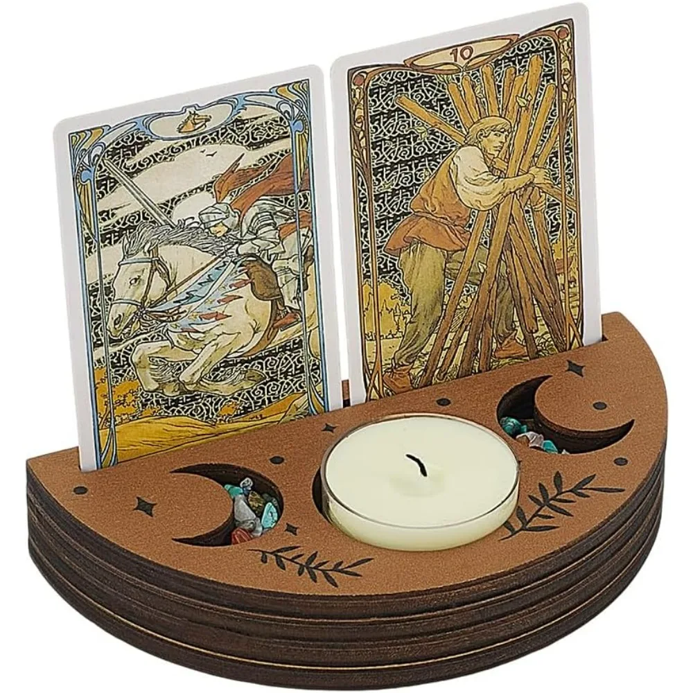 Tarot-Kartenhalter aus Holz, halbrund, Kamel-Tarot-Karten-Präsentationsständer zum Präsentieren Ihrer täglichen Affirmationskarten, Wicca-Dekoration