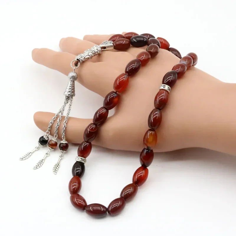 Islamico Tasbih Agata Braccialetto Creativo 33 Perline Sogno Pietra Naturale Accessori Musulmani Tasbeeh Nappa Gioielli da Uomo Misbaha Regalo