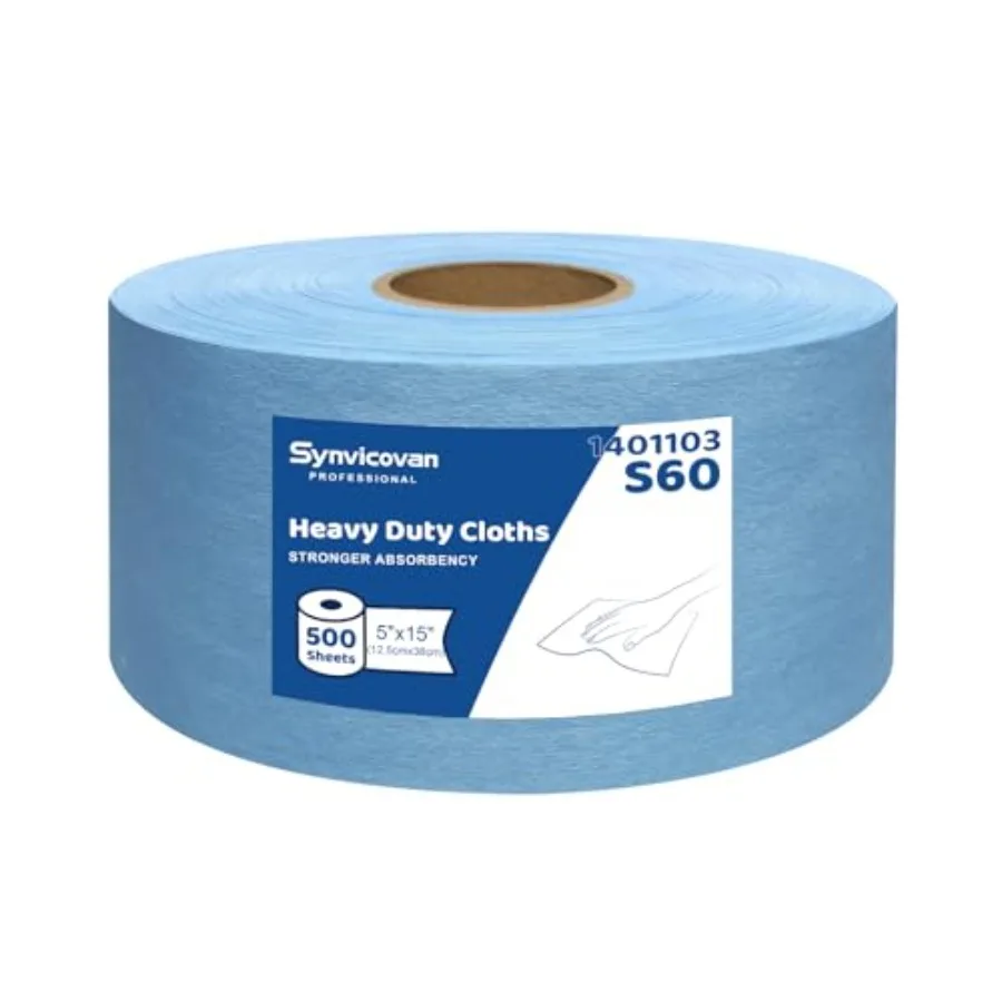 

Cleanroom Wipes Heavy Duty Cloths Lint-Free and Extra Absorbent Towels Jumbo Roll Blue 15"x 5" 500 PCS