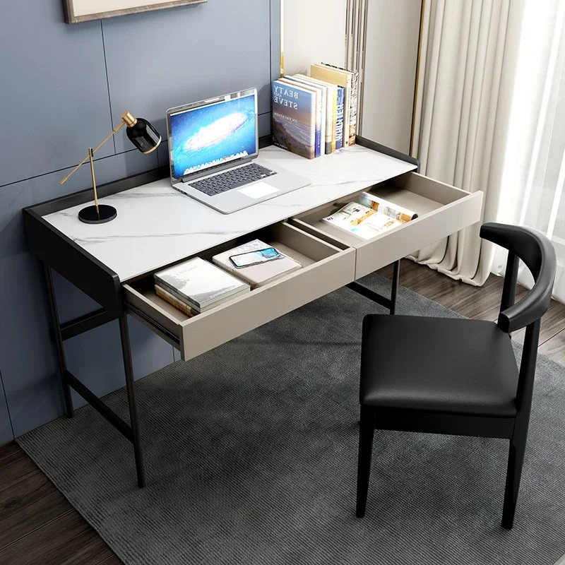 مكاتب كمبيوتر فاخرة فاخرة من ألواح الصخور، طاولة مكتب منزلية بسيطة، أثاث مكتبي حديث، حديد #4