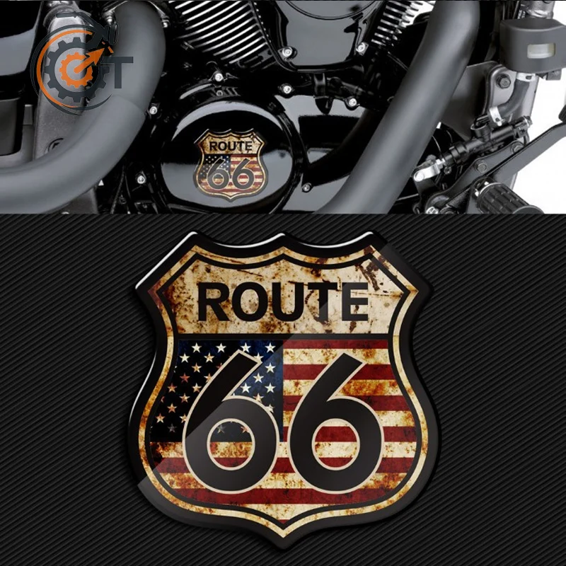 Motorcycle Sticker Route 66 Sticker For Harley Vintage Series Car Sticker Scratch Sticker 3D Soft Rubber Reflective Decal