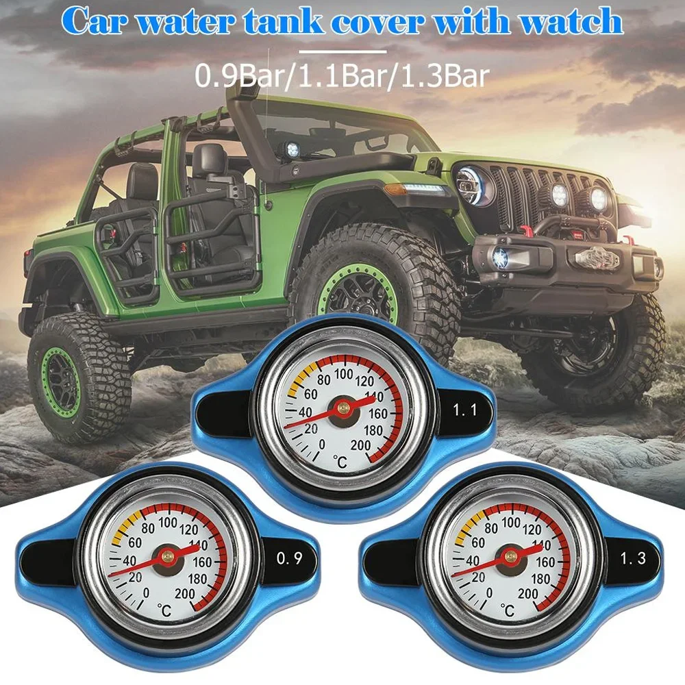 Car Motorcycle Styling Radiator Cap Car Modified Tank Covers Thermo Tank Cover Water Temperature Gauge 0.9/ 1.1 /1.3 Bar