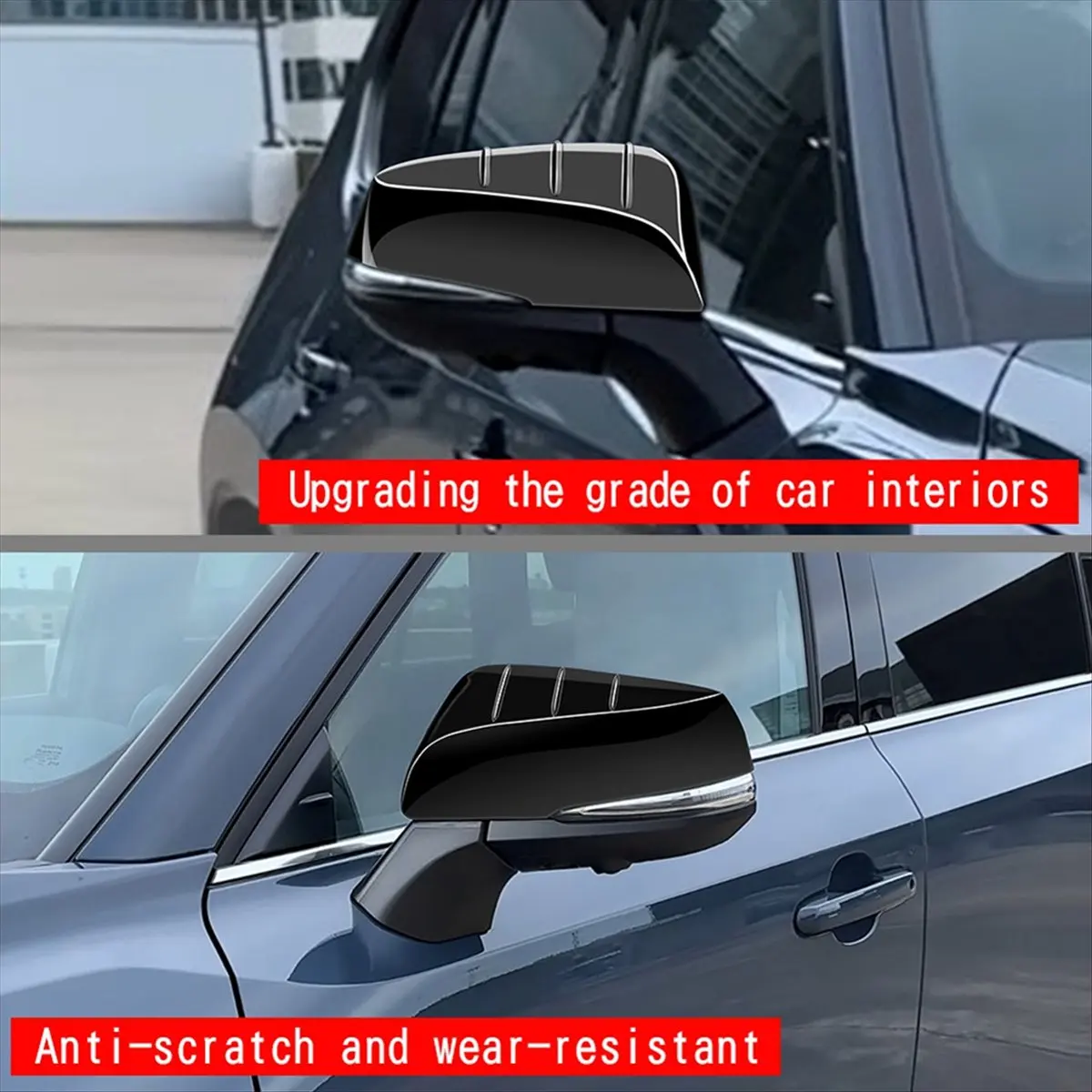 NCSMT Car Side Rearview Mirror Cover Door Mirror Shell Trim Sticker for Toyota Grand Highlander 2024 Glossy Black