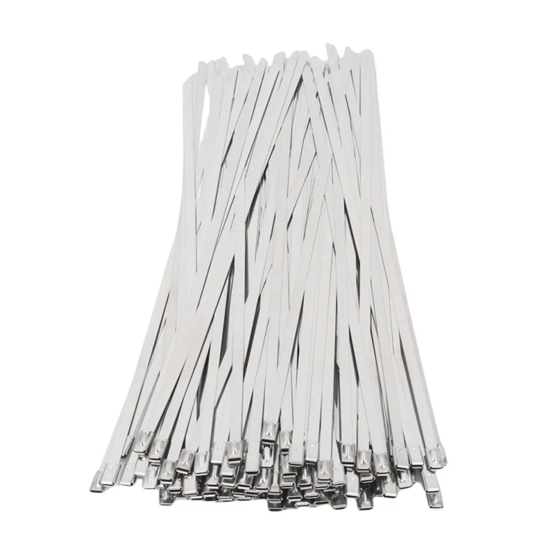 100PCS Metal Ties 304 Stainless Steel Epoxide Coating Multifunctional Heavy Duty Self Locking Cable Tie For Machinery