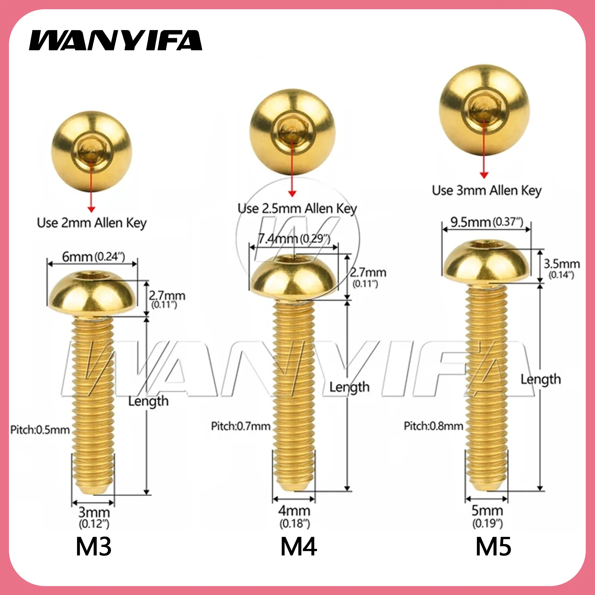 

Wanyifa 10pcs Titanium Bolts M3/M4/M5x6 8 10 12 15 18 20 25 30mm Hexagon Head Screws for Bicycle and Motorcycle Fasteners