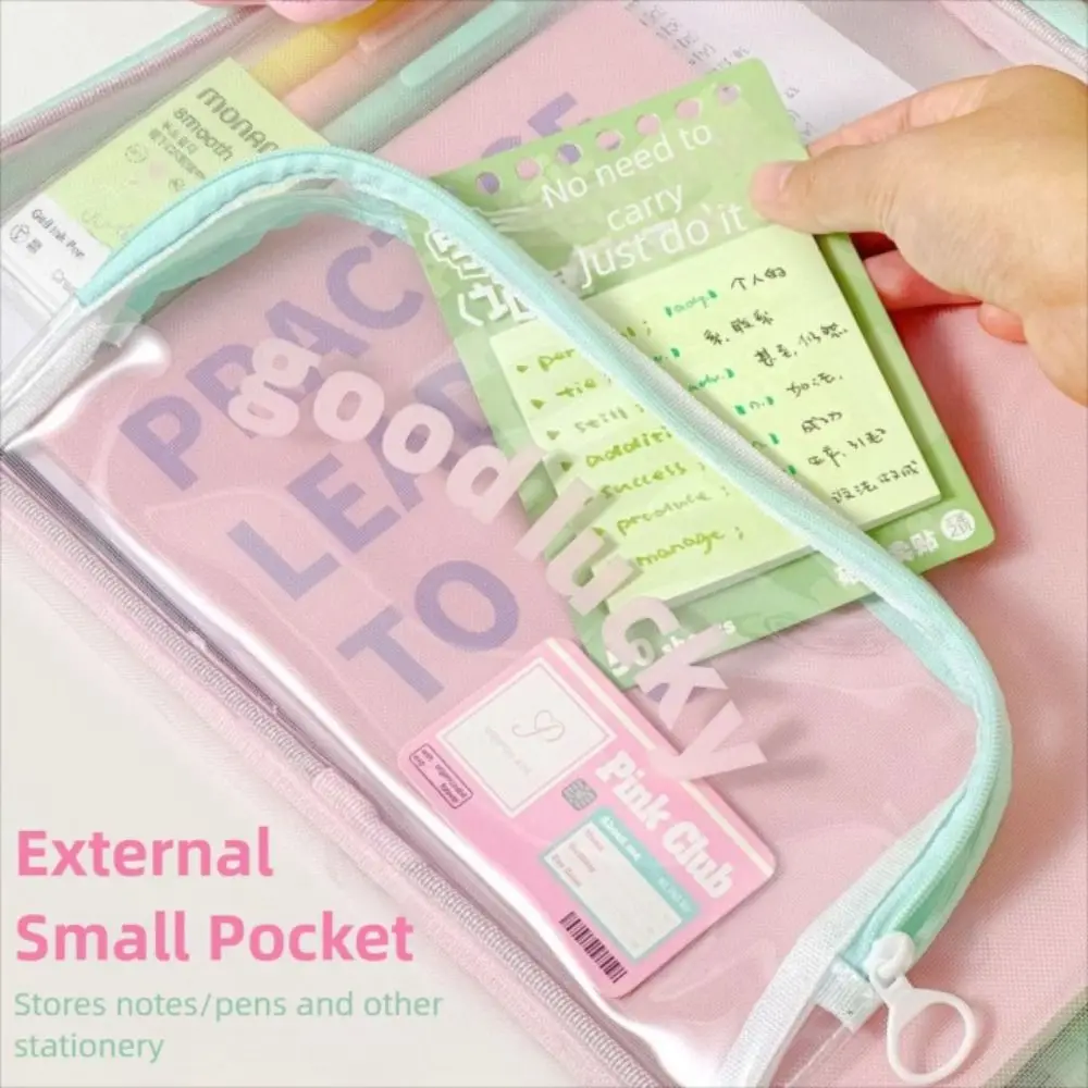 حقيبة ملفات A4 شبكية محمولة شفافة ذات سعة كبيرة حقيبة تخزين أدوات مكتبية مع مقبض منظم الملفات واللوازم المدرسية #5