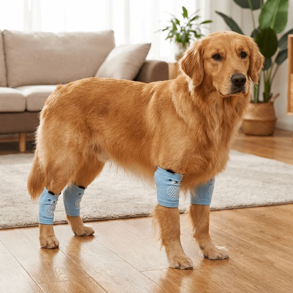 Puppy Leg Protector Anti-dirty Pet Knee Pads Elastic Non-slip Dog Leg Covers Soft Breathable Dog Elbow Cover Front Rear Legs