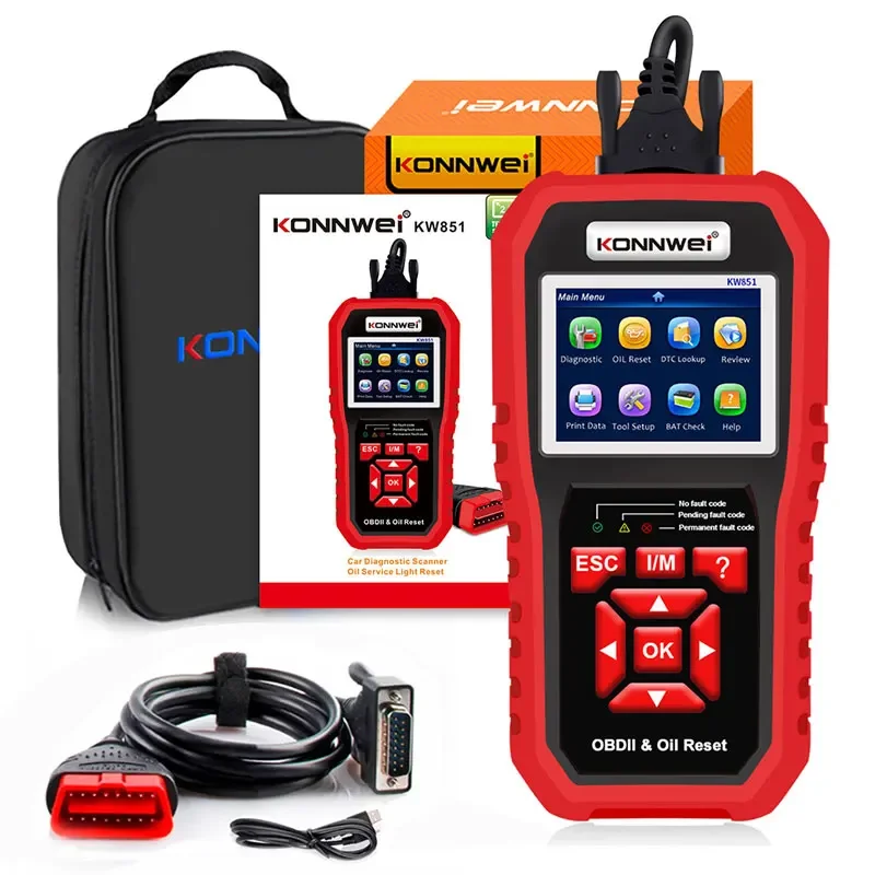 KONNWEI OBD2 KW851 Car OBD 2 Scanner Professional Diagnostic Tools Vehicle Maintenance Reset-Tool Auto Engine Check Code Reader