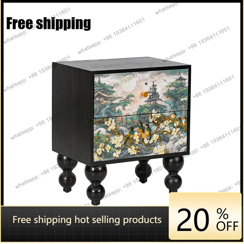 Factory direct solid wood bedside table small storage retro style multi-layer chest