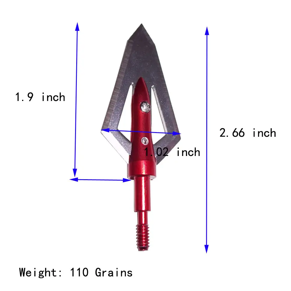 Punta di freccia a 2 lame Punte da tiro con l\'arco da 100 grani Punte di freccia da caccia per bulloni per balestra e frecce per arco ricurvo