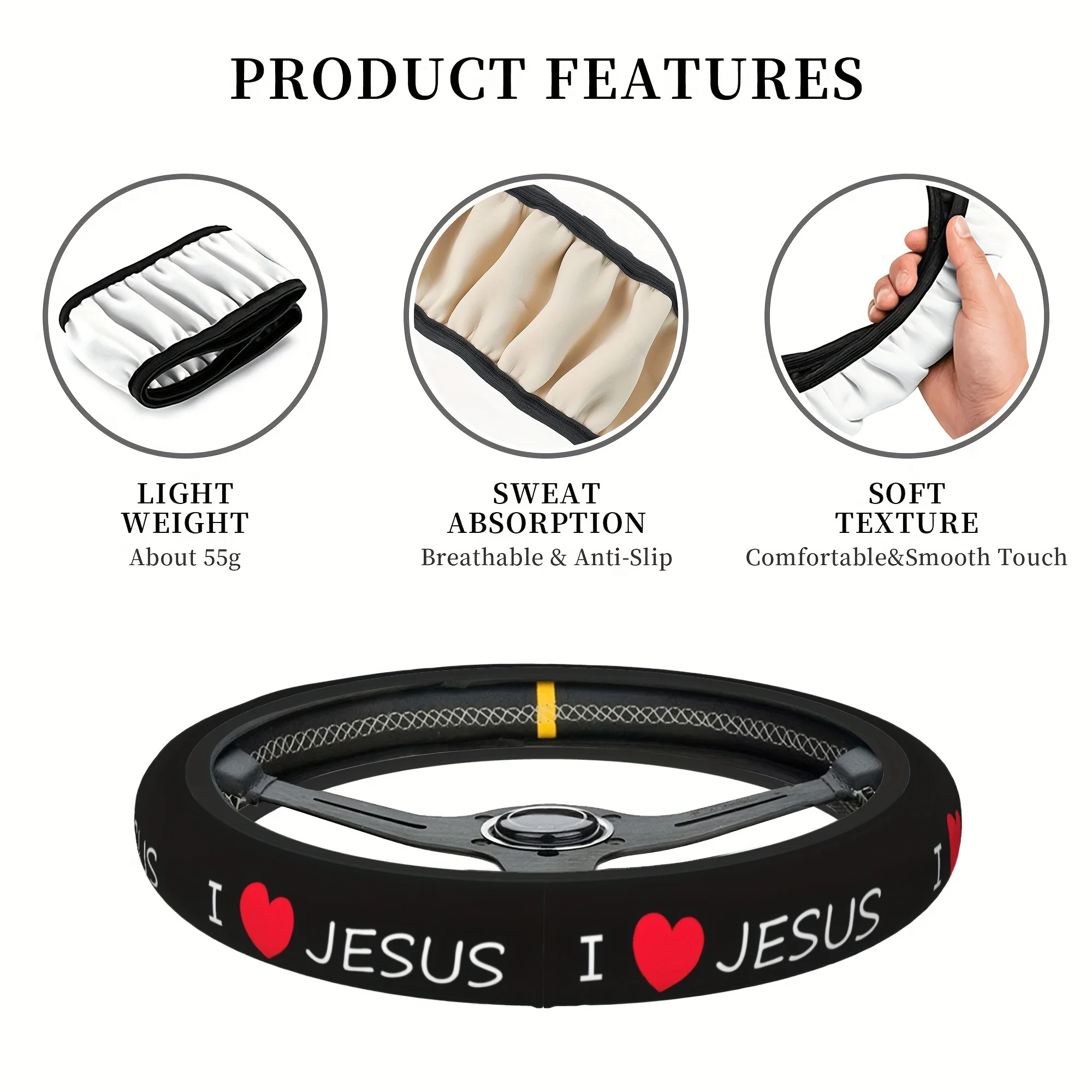 Jesus Steering Wheel Cover