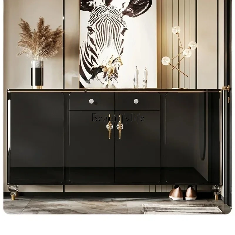 

shoe cabinet light luxury high sense home door large capacity modern black entrance entrance cabinet integrated partition