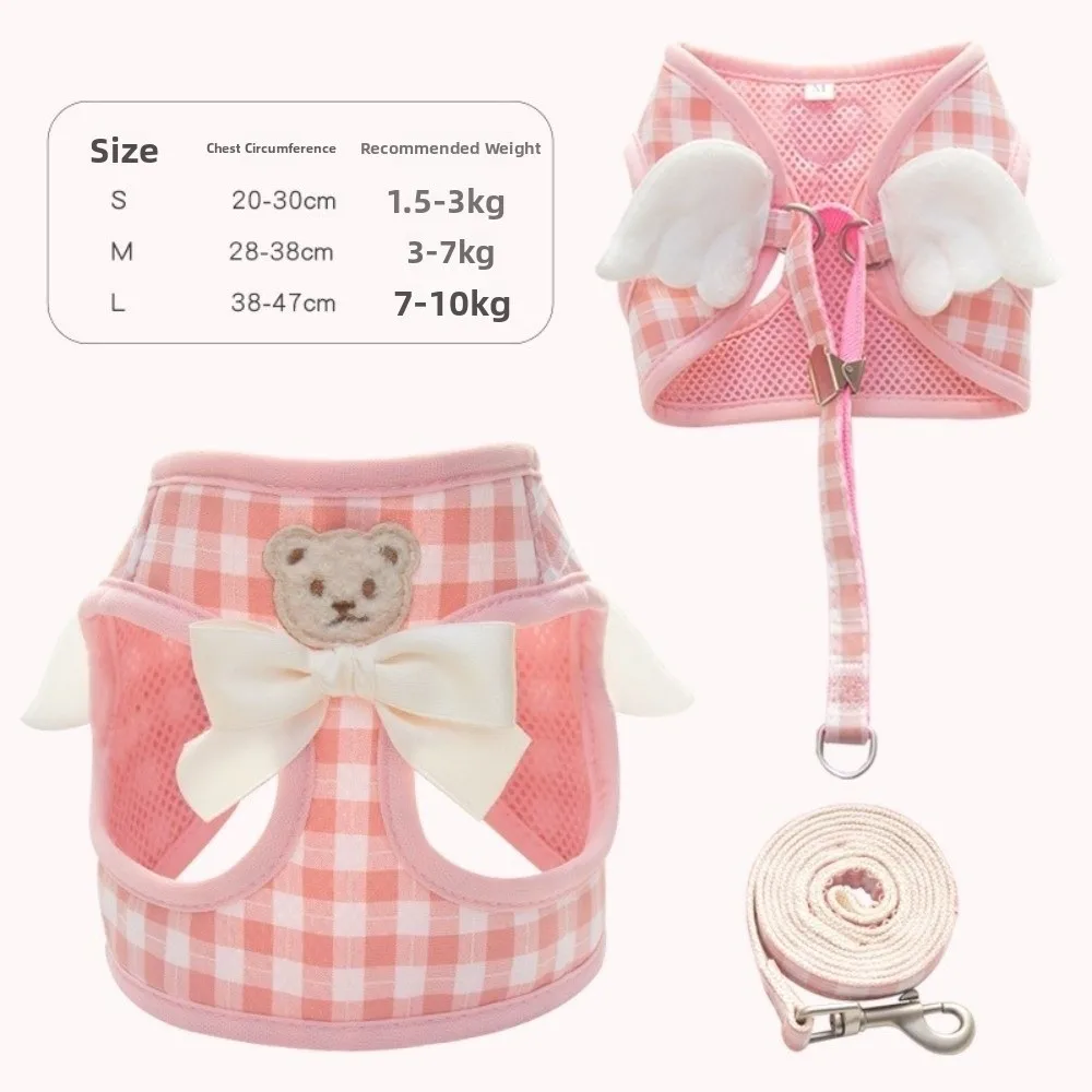 Adjustable Cat Dog Harness Set Breathable Comfortable Pet Chest Strap with Leash Escape Proof Cat Rope Vest Walking