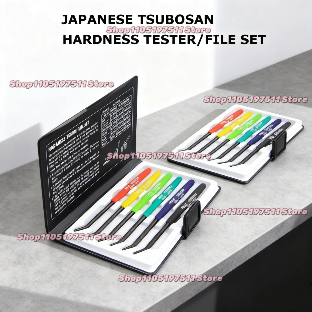 6pcs/SET Japanese Premium TSUBOSAN Handheld Hardness Tester File Handles for Easy Portability Steel File Set Grinding Tools