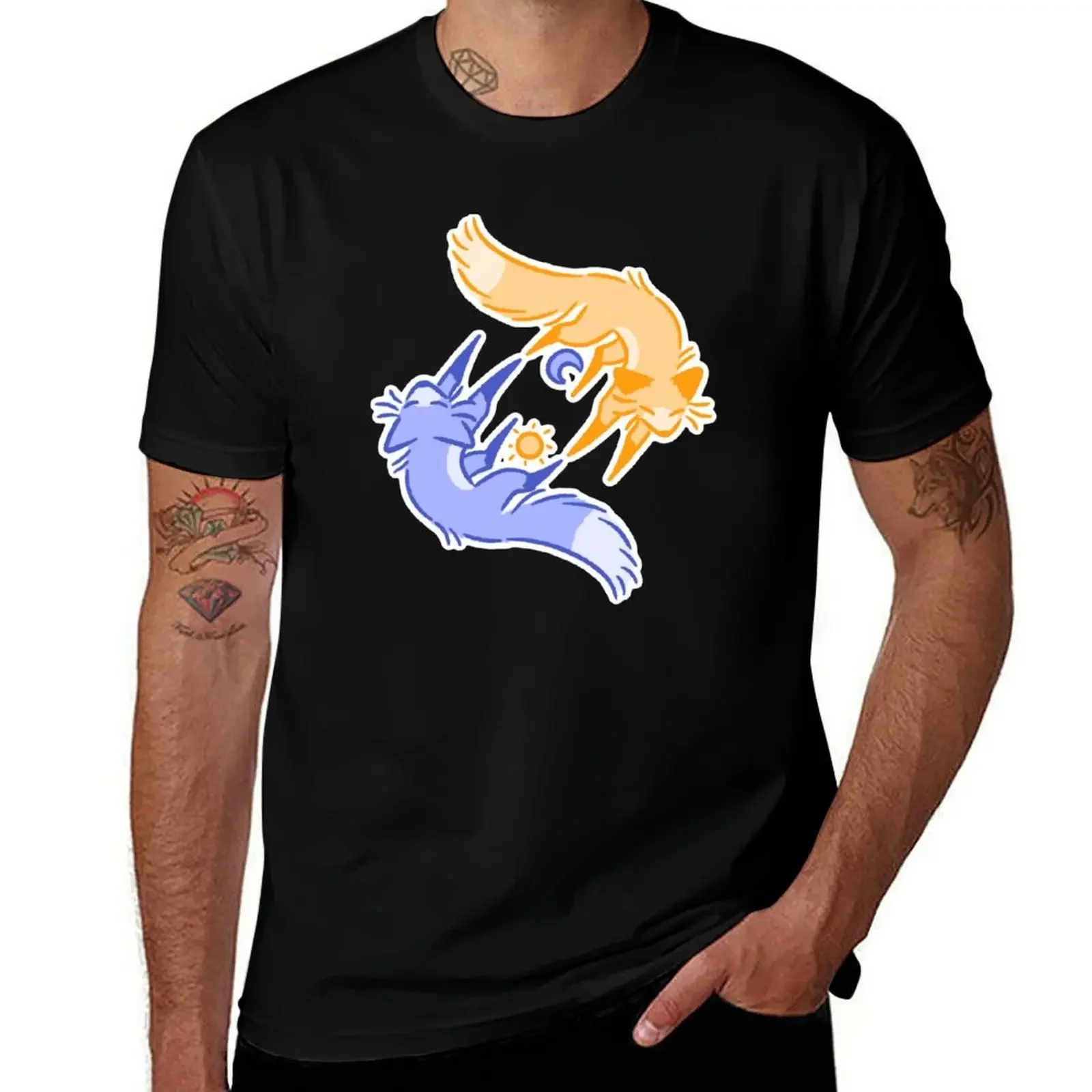 

Sun and Moon Foxes T-Shirt new edition blanks funny shirt cotton shirts graphic tee men