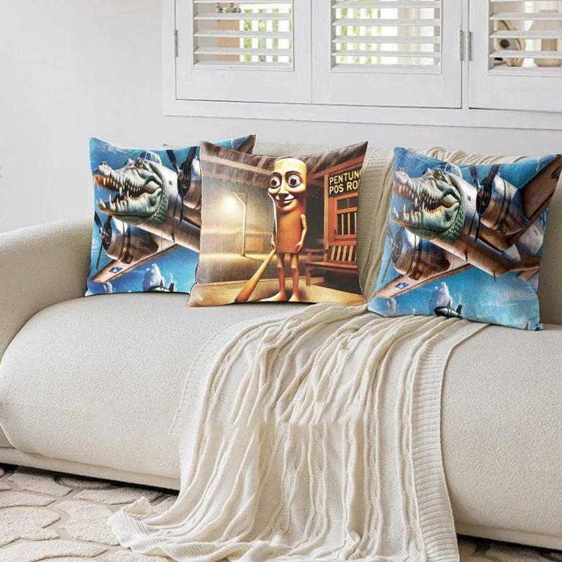 

45x45cm Pillowcase Tung Tung Sahur Italian Brainrot Tralalero Tralala Pillowcase Soft Polyester Cushion Cover Pillow Case Cover