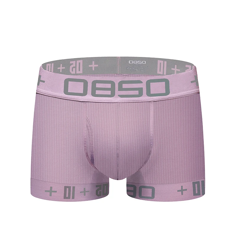 Men's 0850 Ribbed Cotton Boxer Briefs Breathable Low Rise Sport Underwear Contrast Logo Waistband Soft Stretch Trunks