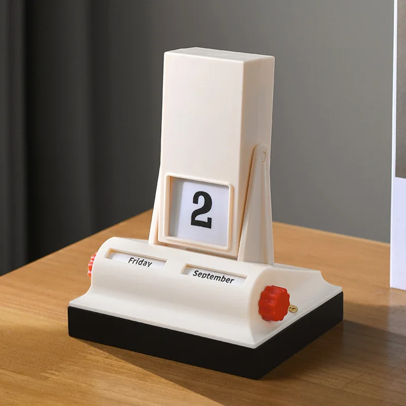 Retro-style Reversed Perpetual Calendar, Minimalist Cream Desk Calendar. Desktop Luxury Calendar Ornament. Holiday Gifts