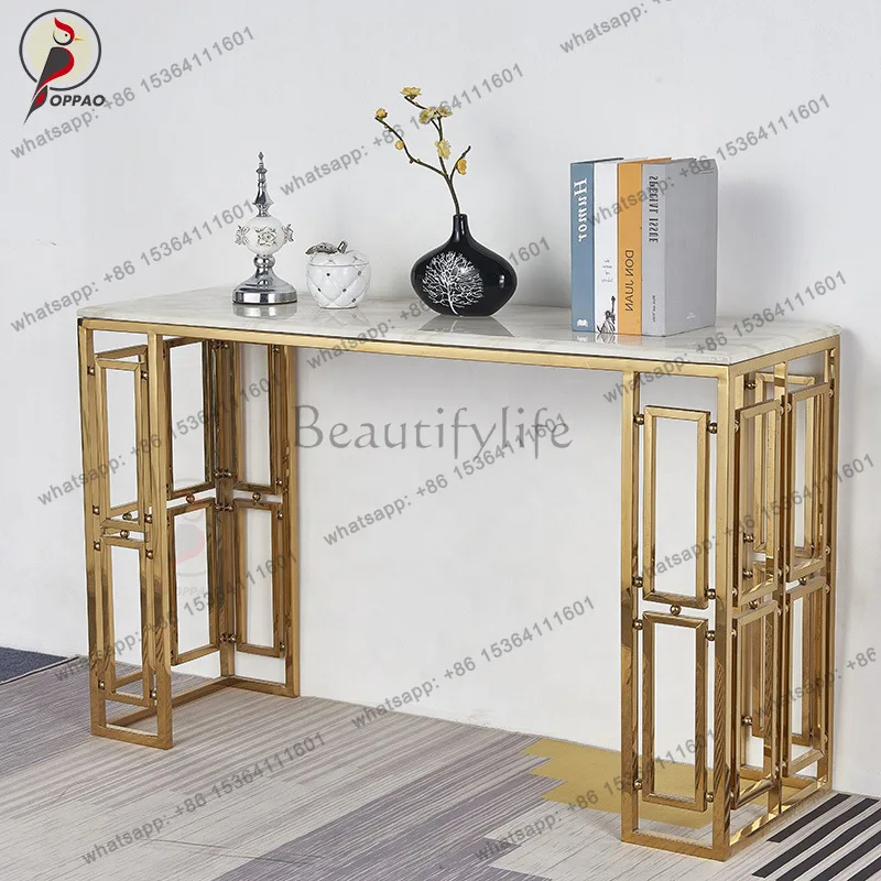 New Chinese marble light luxury console table against the wall end of the viewing platform decoration table