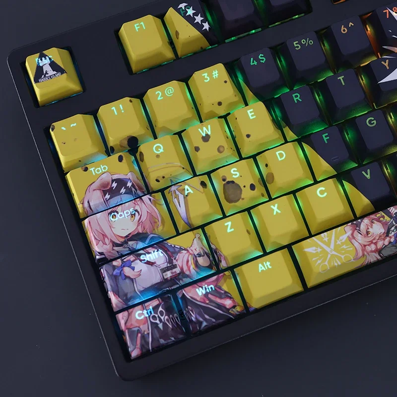 Goldenglow 108 Keycap Arknights Game PBT DYE Sublimation Light Transmitting Cherry Switch Cross Key Cover Mechanical Keyboard