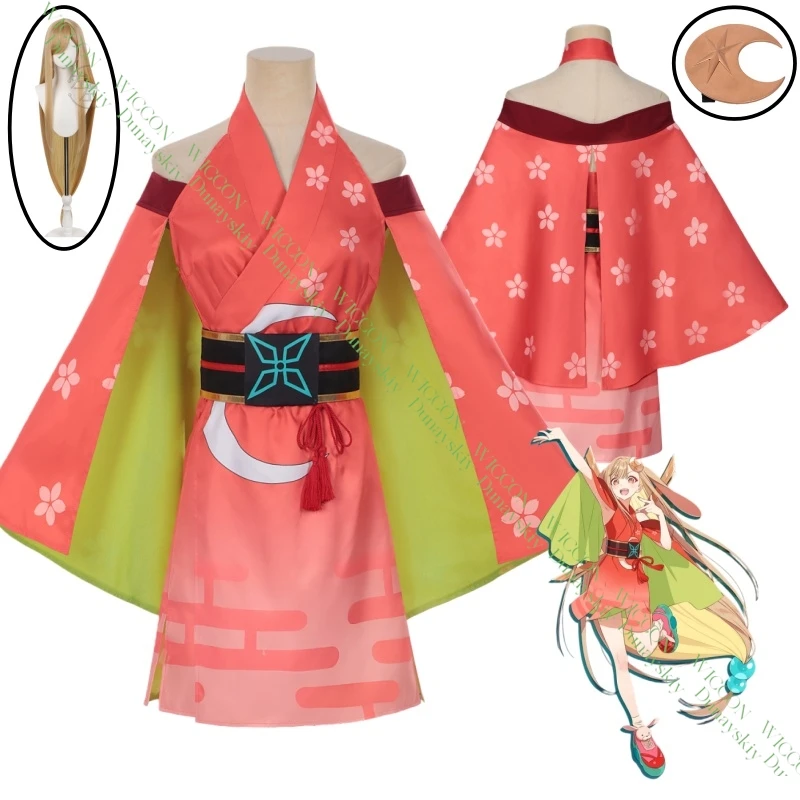 Женщины Девушки Аниме Chou Kaguya hime Косплей Костюм Парик Космическая Принцесса Кагуя Кимоно Платье Головные Уборы Фестиваль Карнавал