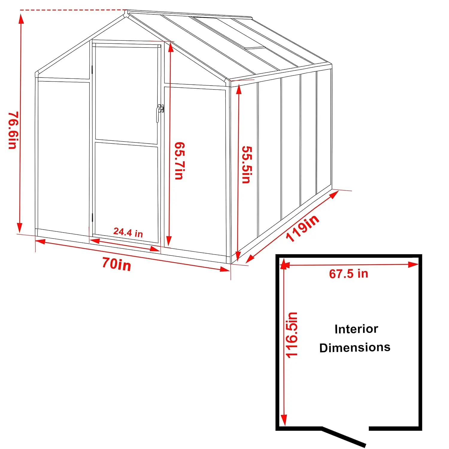 6' x 10' Greenhouse for Outdoors, Polycarbonate Green House with Adjustable Vent, Aluminum Frame, Rivet Structure,, Customized