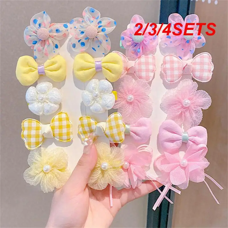 2/3/4SETS Hair Bangs Clip Flower Haircard Bow Hairpin