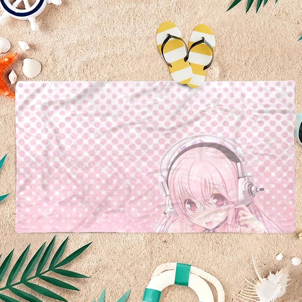 1PC Anime Angel Nurse Beach Towel Quick-drying Towel Suitable for Seaside Pool Camping Vacation Yoga For Family Friends Children