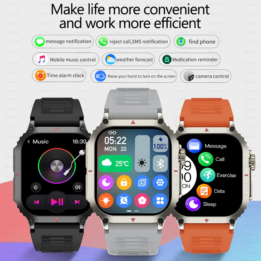 2023 mężczyzn HD Bluetooth Call Smartwatch GPS Motion Tracker 1.95 \'\'ekran AMOLED Monitoring zdrowia NFC Smartwatch dla IOS zegarek