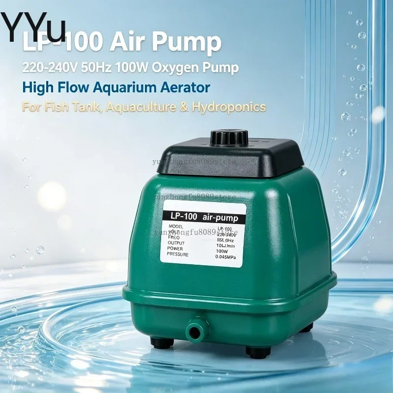 LP-100 Air Pump, 220-240V 50Hz 100W Aquarium Oxygen Pump, High Flow Fish Tank Aerator for Aquaculture & Hydroponics
