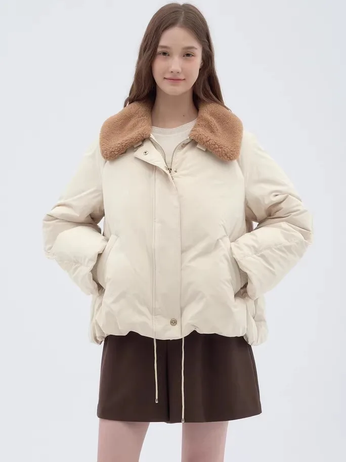 

Зимняя женская куртка-пуховик MICOAT Sli Warmth Youthful 25 с воротником из овечьей шерсти, на пуговицах, с гусиным пухом, повседневная, на молнии