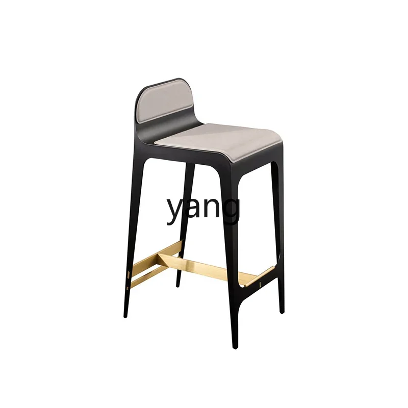 

Yjq Light Luxury Metal Bar High Leg Home Kitchen Island Sales Office Reception Back Leather Chair