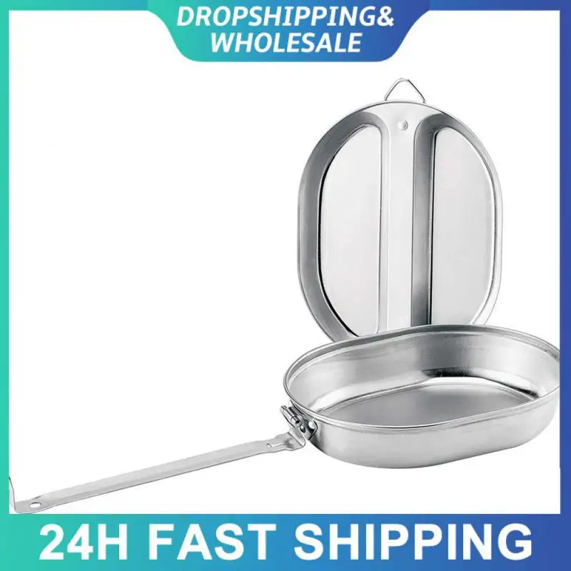 

American Style Cooker Lunch Box Portable Outdoors Camping Oval Messtin 304 Stainless Steel Stainless Steel Lunch Box