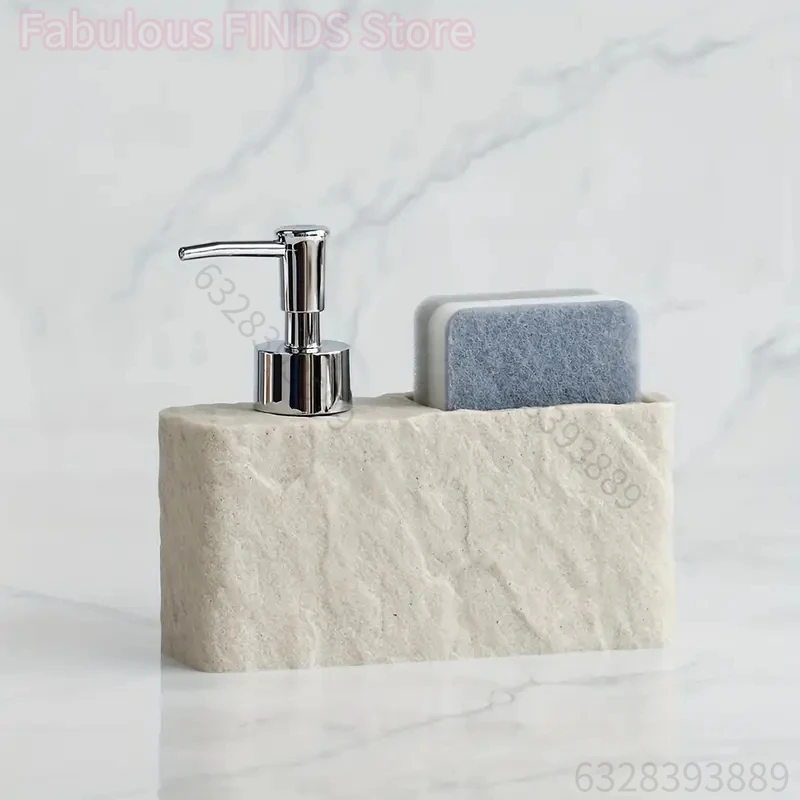 Distributeur de savon avec porte-éponge, distributeur de Lotion d'évier de cuisine polyvalent, récipient de savon pour les mains pour salle de bain, rechargeable, 1 pièce
