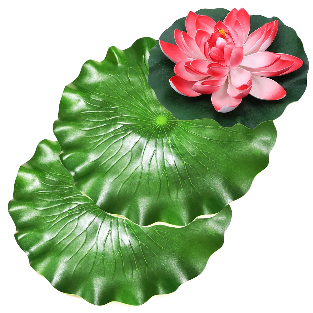 

3 Pcs Lotus Leaf Props Flower Decoration Decorative Artificial Flowers Pond Plants Fish Tank Preserved