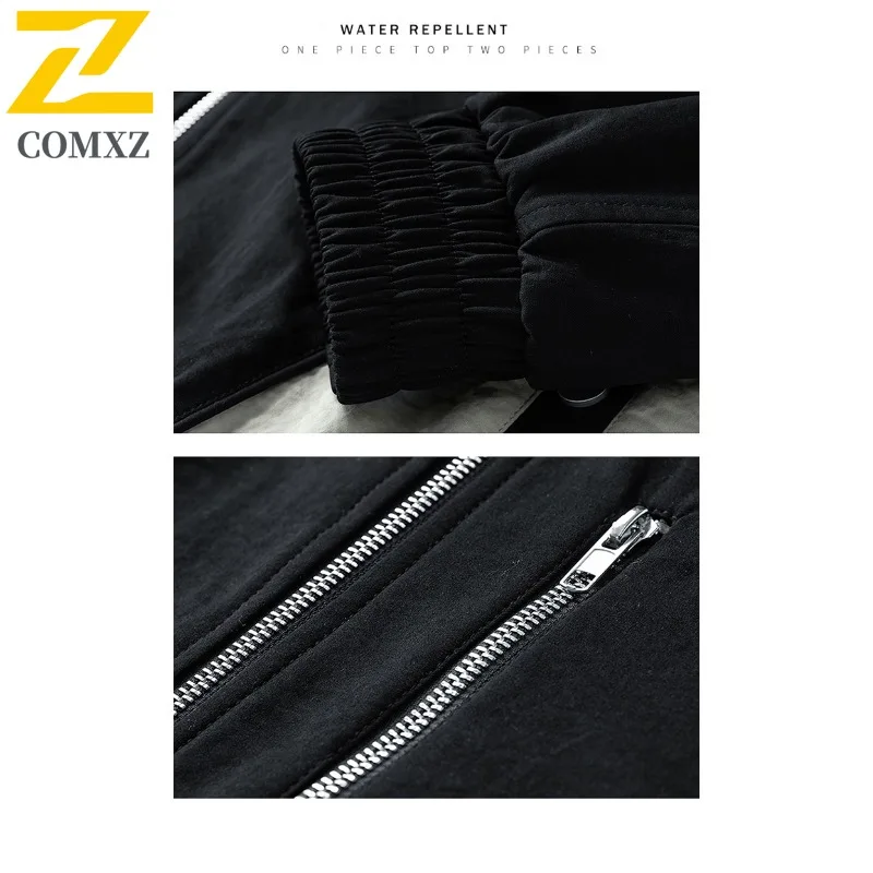 سترة COMXZ Premium للرجال بياقة واقفة للمغامرة الخارجية وسترة متعددة الوظائف بتصميم بلون سادة معطف خريفي مقاوم للرياح للتخييم #6