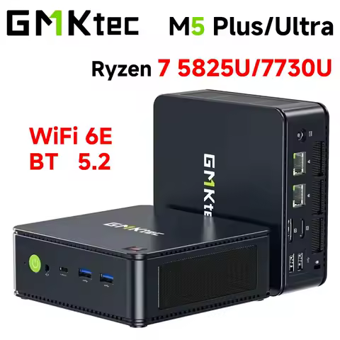GMKtec M5 Plus/M5 Ultra Mini PC AMD Ryzen7 5825U/7730U DDR4 3200MT/s NVMe PCIe3.0 Wifi6E BT5.2 Win11 Pro Desktop Gaming Computer