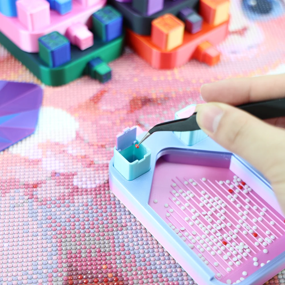 Colorful Diamond Art Tray With a lid And two small trash cans New Diamond Art Tools and Accessories For DIY Diamond Art Kits view 6