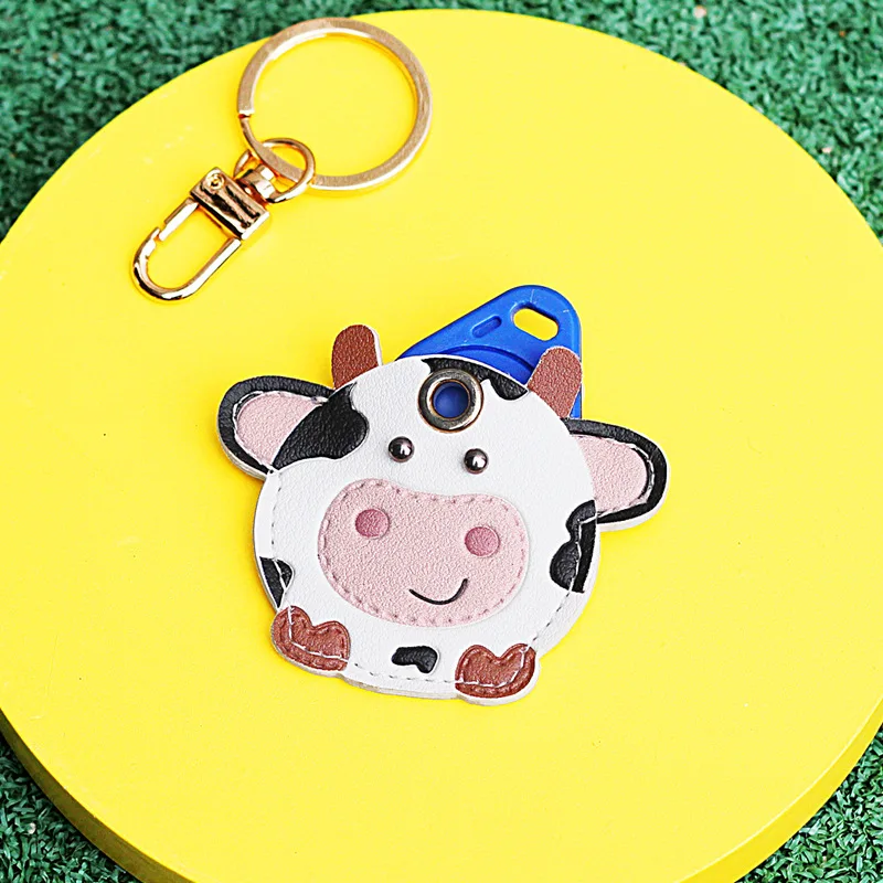 Leather Keychain Holder Case for Apple AirTag Cute Protective Air Tag Cover Keychain Ring Anti-Scratch Finder GPS Tracker Case